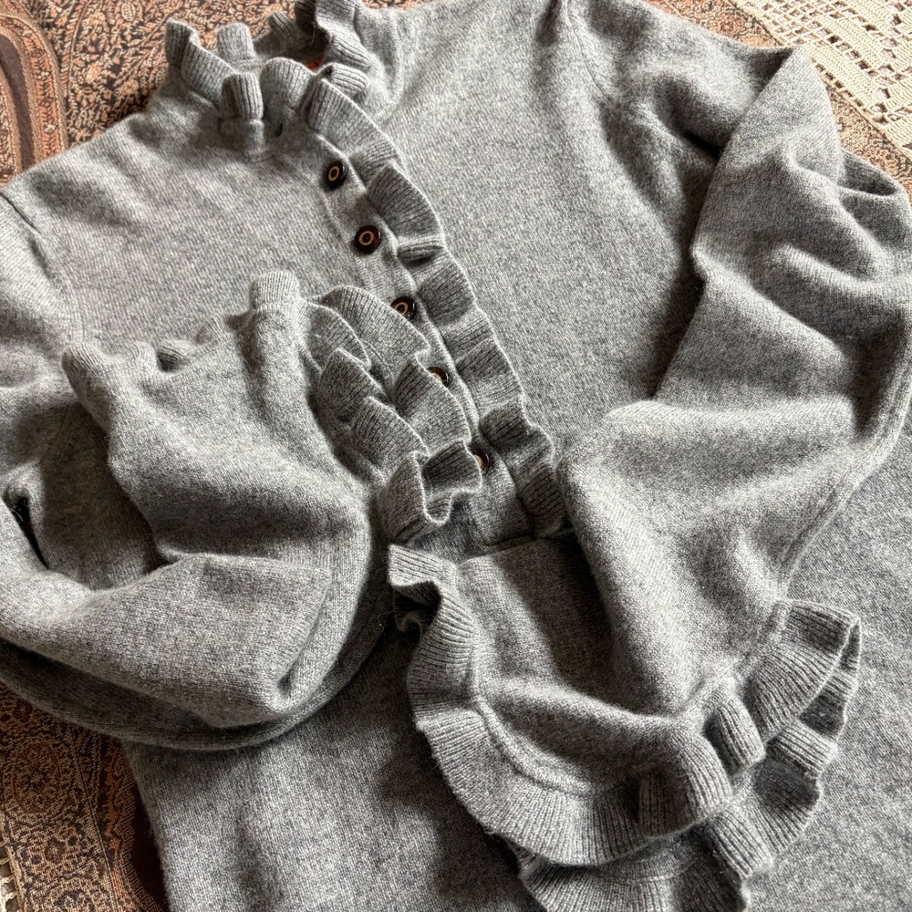Tory Burch Cashmere Sweater w/Ruffle Neck